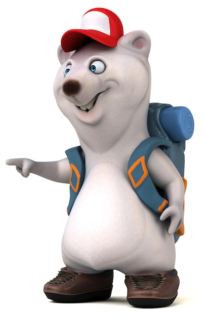 Divertido personagem de desenho animado de mochileiro de urso 3D