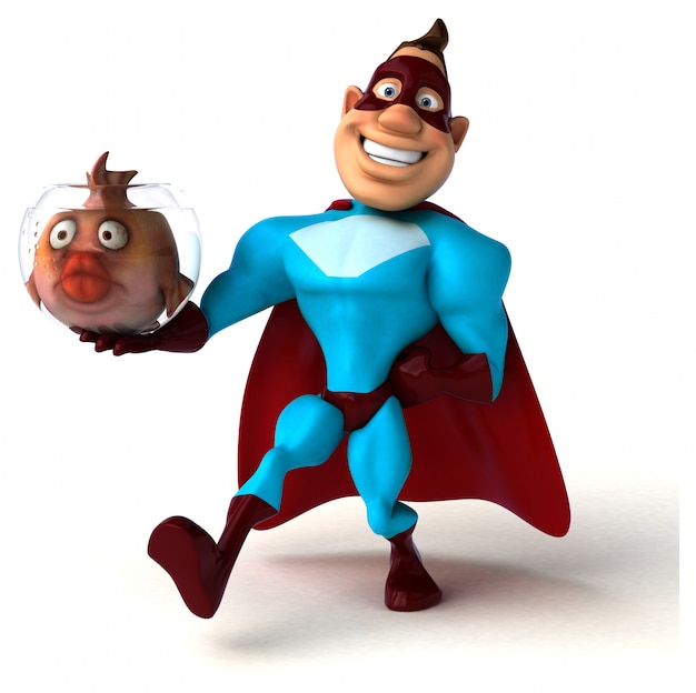 Divertido personagem de super-herói isolado - ilustração 3D