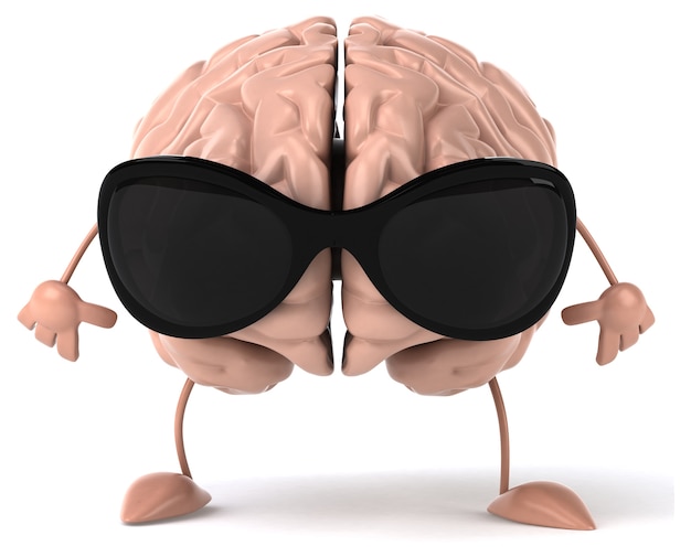 Foto divertido personaje 3d del cerebro