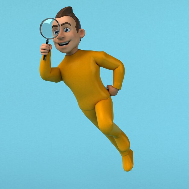 Divertido personaje amarillo de dibujos animados en 3D