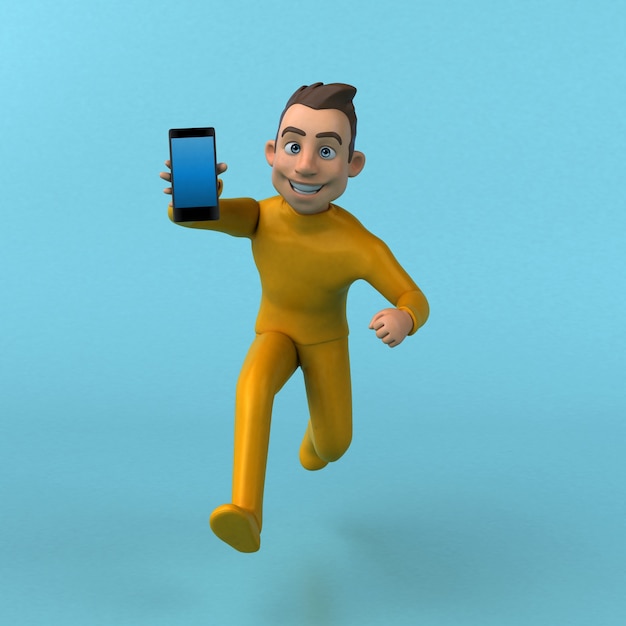 Divertido personaje amarillo de dibujos animados en 3D