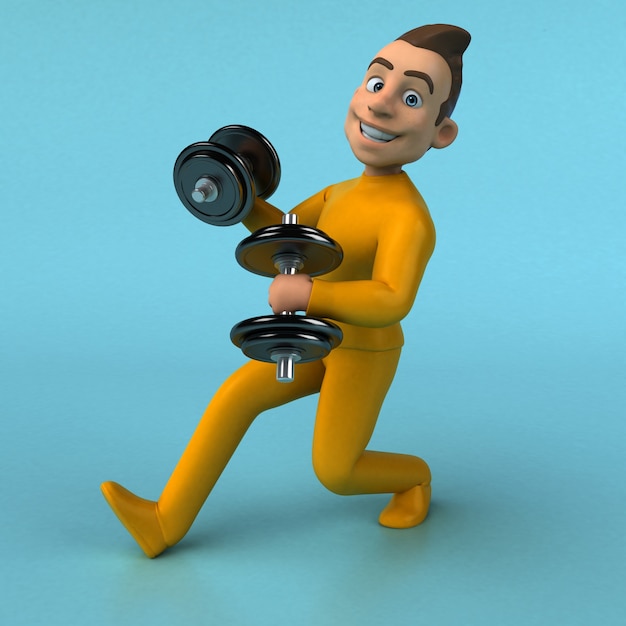 Foto divertido personaje amarillo de dibujos animados en 3d