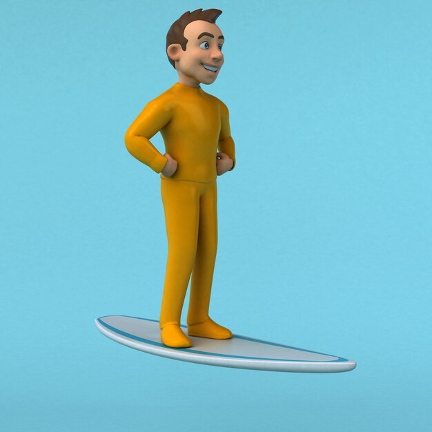 Foto divertido personaje amarillo de dibujos animados en 3d