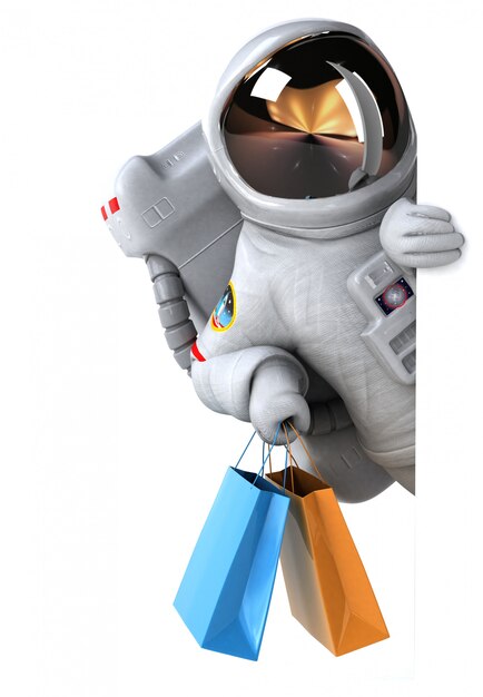 Divertido personaje de astronauta - Ilustración 3D