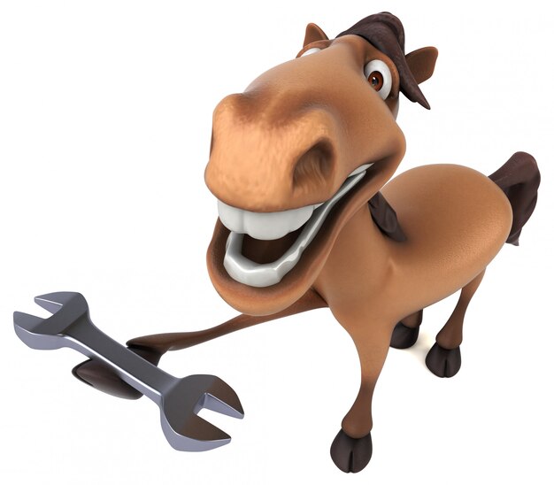 Divertido personaje de caballo 3d con una llave