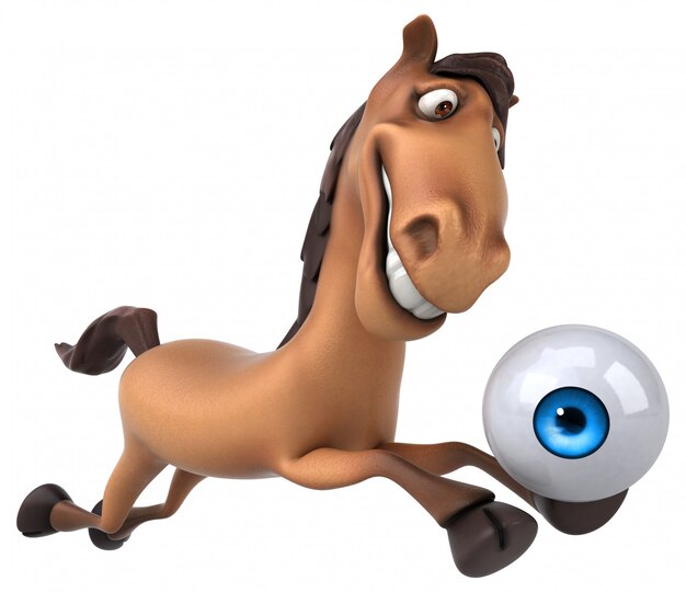 Divertido personaje de caballo 3d con un ojo de gran tamaño
