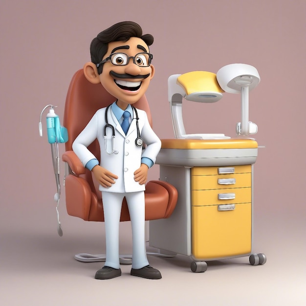 Foto divertido personaje de dibujos animados médico en 3d generado por ia