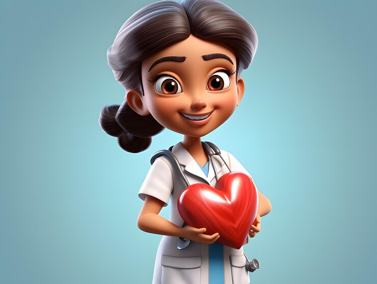 un divertido personaje de dibujos animados de un médico con un comportamiento amistoso