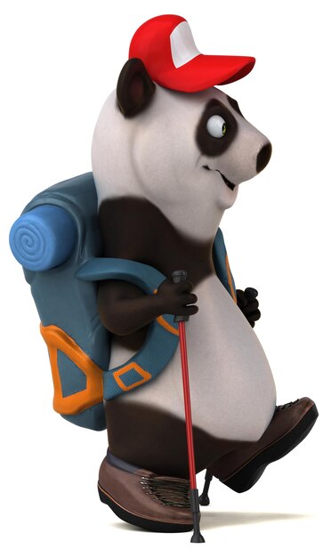 Divertido personaje de dibujos animados de panda en 3D