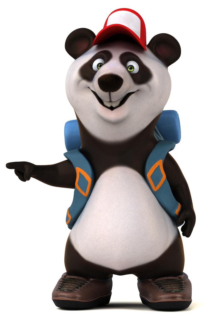 Foto divertido personaje de dibujos animados de panda en 3d