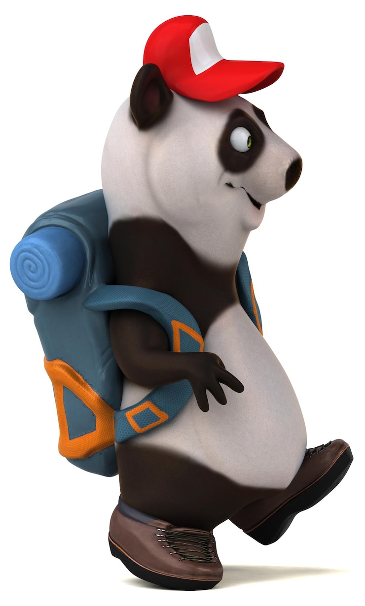 Foto divertido personaje de dibujos animados de panda en 3d