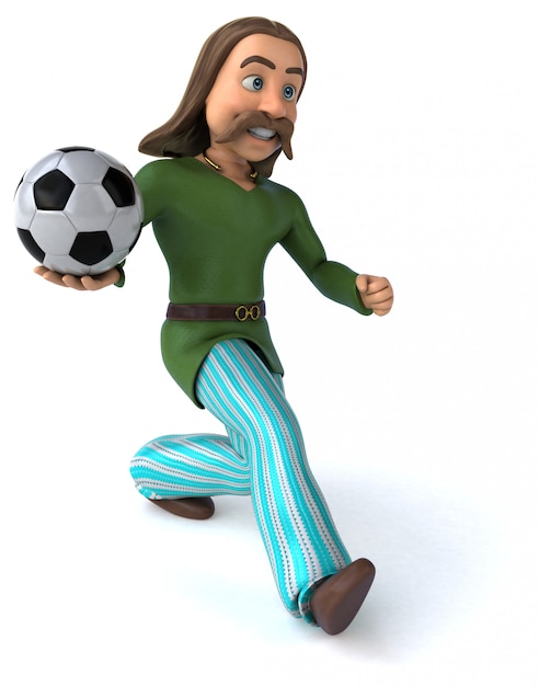 Foto divertido personaje de la galia con balón de fútbol