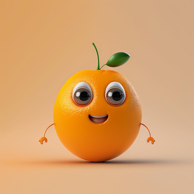 Divertido personaje naranja aislado sobre fondo vacío