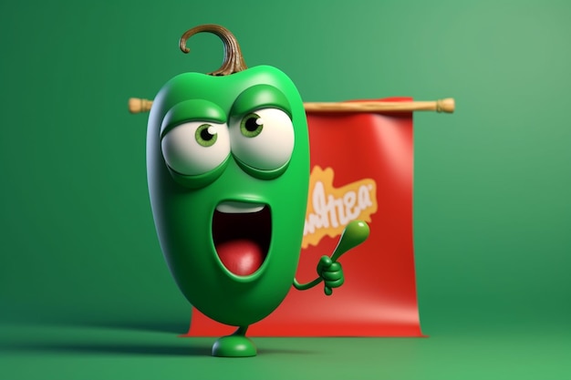 Divertido personaje de pimiento verde ai generativo.