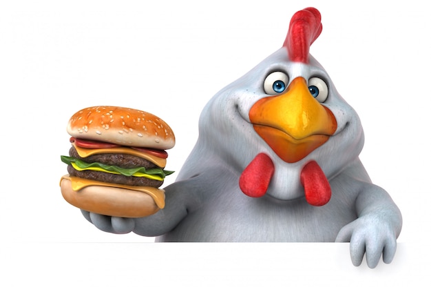 Foto divertido personaje de pollo aislado - ilustración 3d
