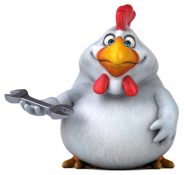 Divertido personaje de pollo aislado - Ilustración 3D