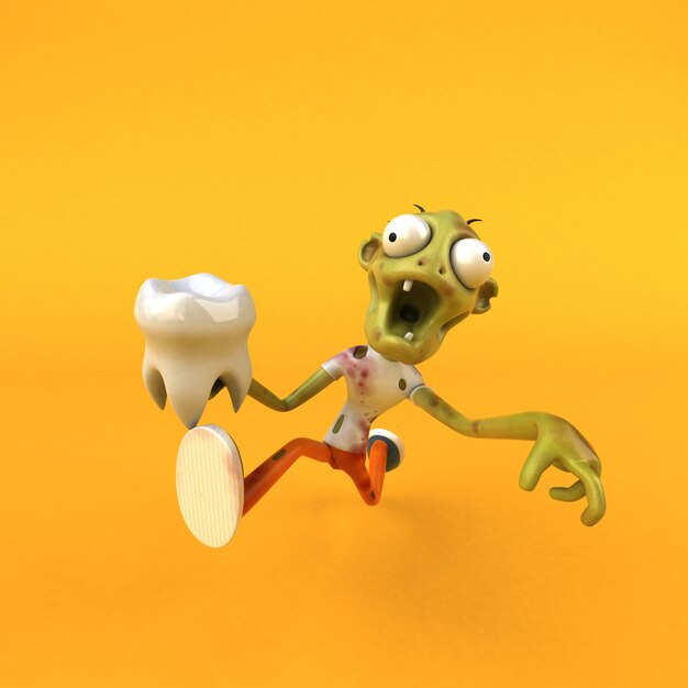 Divertido personaje zombie aislado - Ilustración 3D