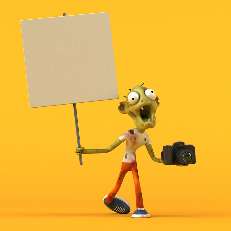 Foto divertido personaje zombie aislado - ilustración 3d