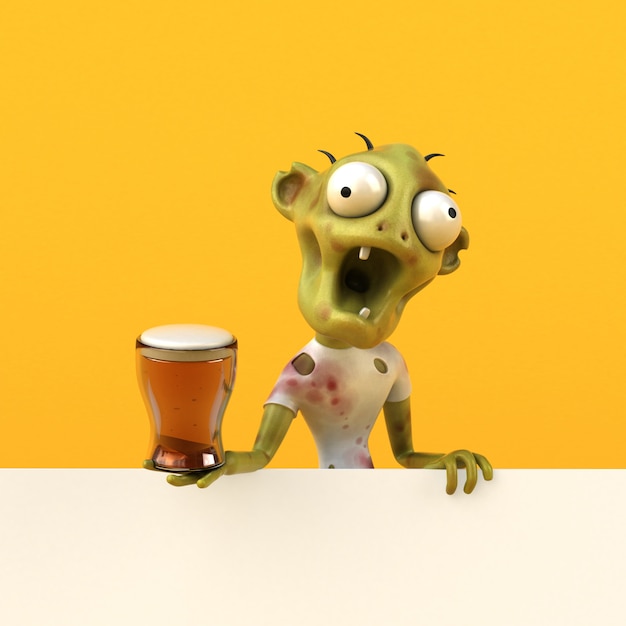 Divertido personaje zombie aislado - Ilustración 3D