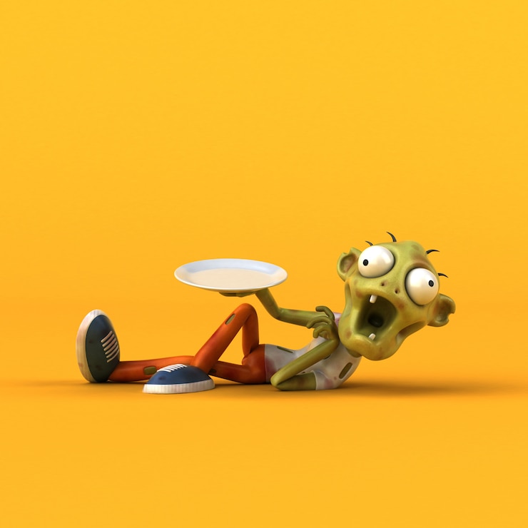 Foto divertido personaje zombie aislado - ilustración 3d