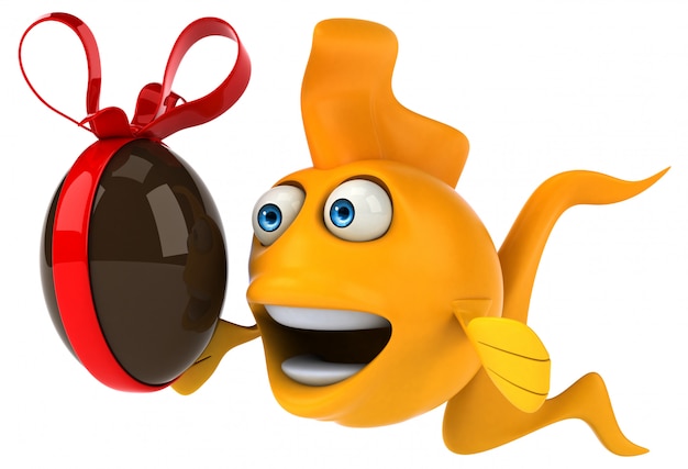 Divertido pescado ilustrado con huevo de chocolate