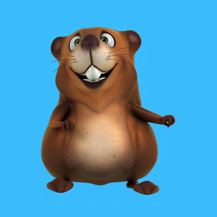 Foto divertidos dibujos animados en 3d con castores bailando