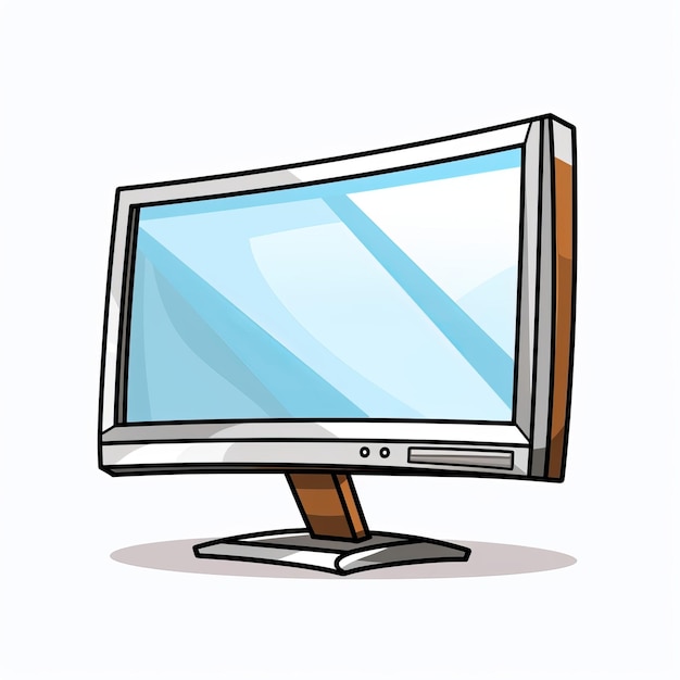 Divertidos y lúdicos gráficos vectoriales en un elegante monitor de computadora blanco