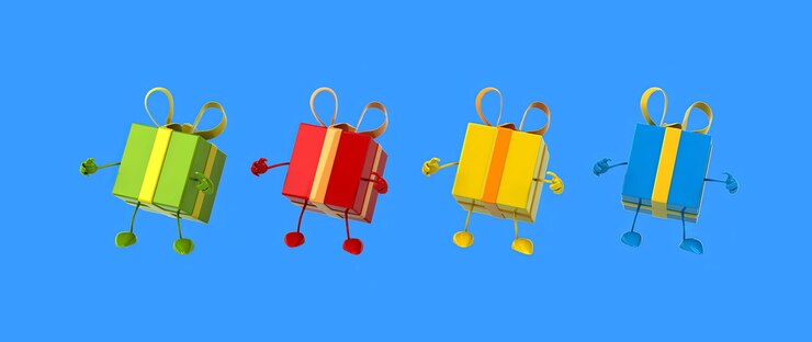 Foto divertidos regalos de dibujos animados en 3d bailando