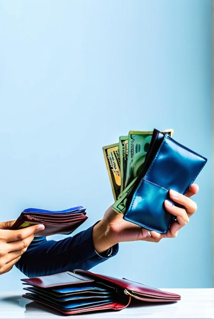 Foto dívida conceito financeiro estressado problema pessoas homem asiático homem mão aberta carteira vazia não ter budg