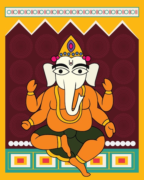 Divina Ganesha Kalighat Pintura obra maestra Sagrado Ganesha Un vibrante trabajo de arte de Kalighat Madhubani