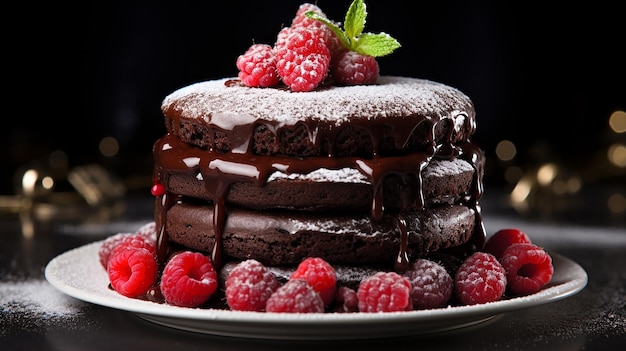 Divine Decadence wunderschön präsentiertes Schokoladenkuchen-Dessert
