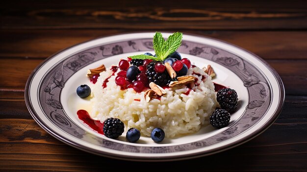 Foto divine delight reispudding mit waldfrüchten