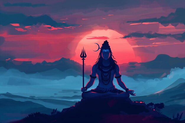 Divine Meditation Illustration von Lord Shiva in ruhiger Betrachtung