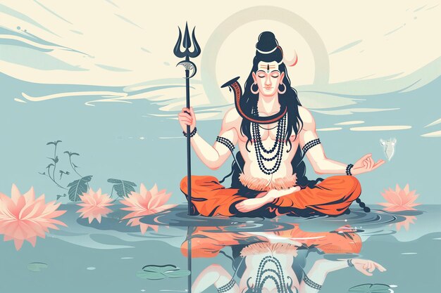 Divine Meditation Illustration von Lord Shiva in ruhiger Betrachtung