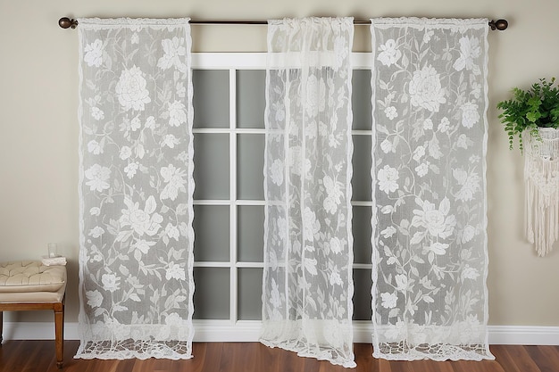 Foto divisor de cortinas de encaje elegante y desgastado