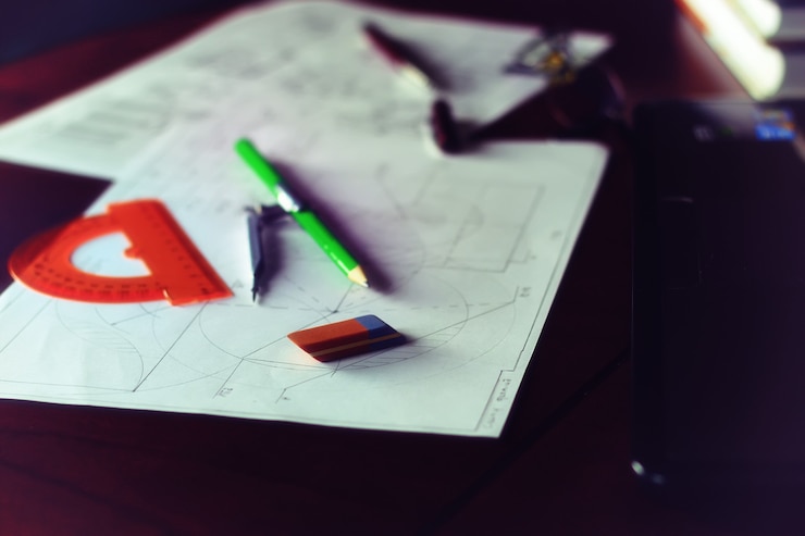 Foto divisor de lápiz de mesa de tablero