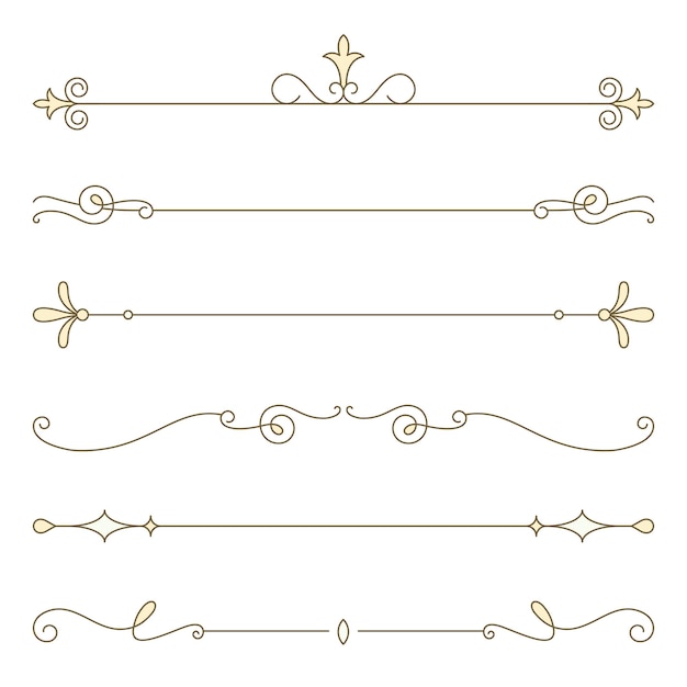 Divisor ornamental Png definido em cor amarela