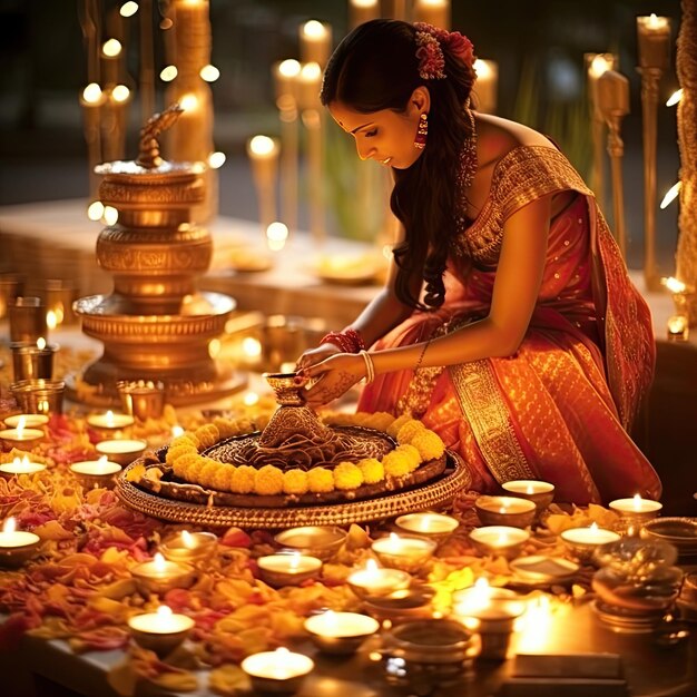 Diwali una celebración festiva con una deliciosa cocina india