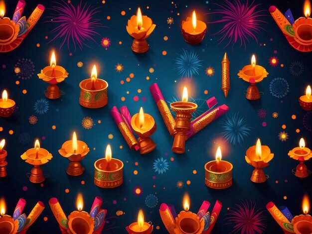 Diwali-Cracker-Hintergrund mit Diya