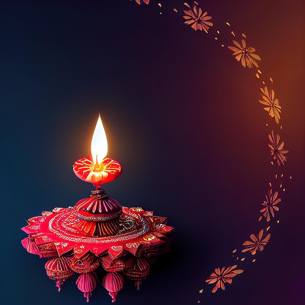 Diwali Day Festival Diwali Laternen Hintergrund mit Kerzen und verschwommenen Lichtern