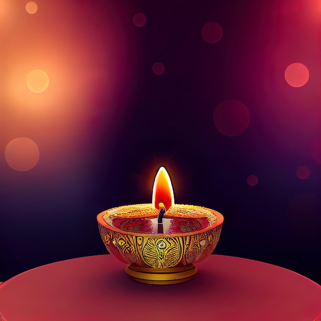 Diwali Day Festival Diwali Laternen Hintergrund mit Kerzen und verschwommenen Lichtern