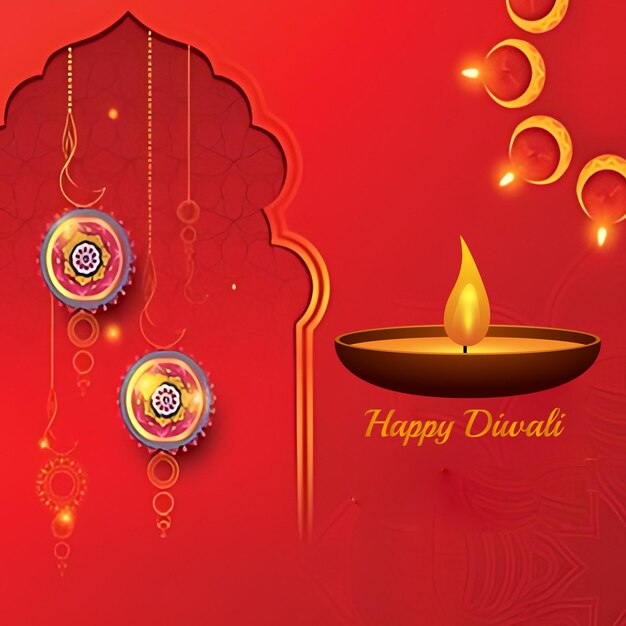 Diwali Deepavali oder Dipavali das Fest der Lichter Indien mit Gold Diya auf dem Podium gemustert und c