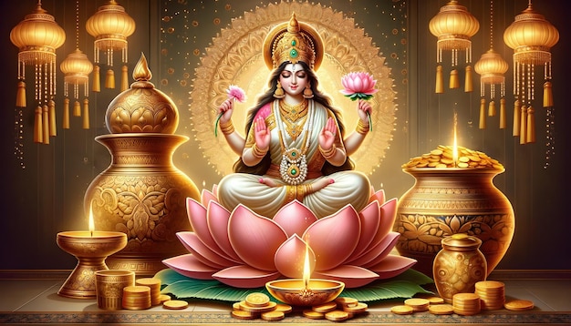 Diwali Dhanteras Festival de Luzes e Riqueza Laxmi Pooja em Diwali Dhanteras