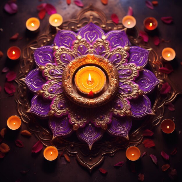 Diwali Diya 3D-Aufkleber-Logo