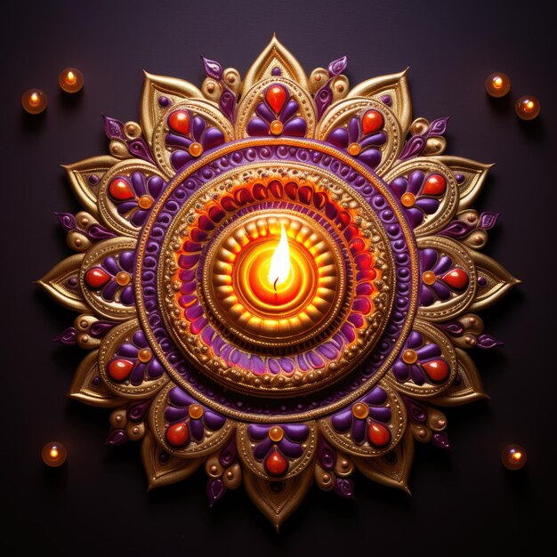 Diwali Diya 3D-Aufkleber-Logo