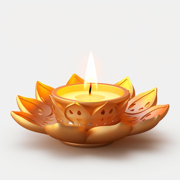 Diwali diya em fundo branco