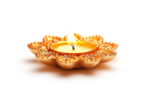 Foto diwali diya isoliert auf weißem hintergrund generative ai