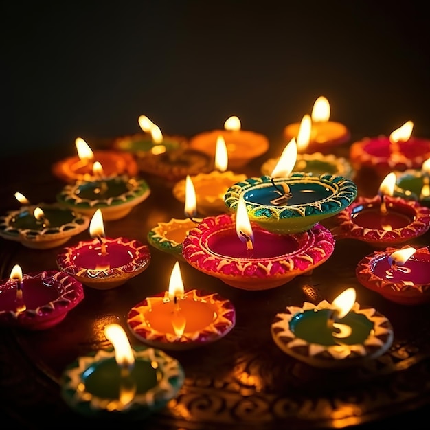 Diwali diya o lámpara de aceite festival aislado de luces Generativo ai