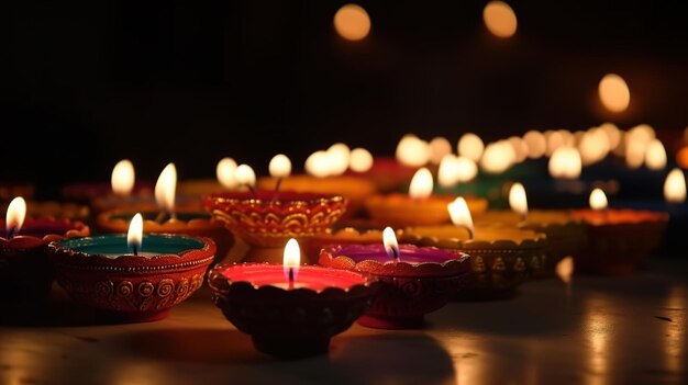 Diwali diya o lámpara de aceite festival aislado de luces Generativo ai