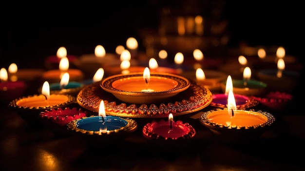 Diwali diya o lámpara de aceite festival aislado de luces Generativo ai